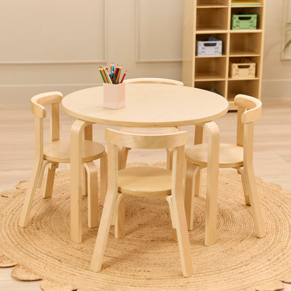 Bentwood Kids Table and Chairs Set, 5-Piece