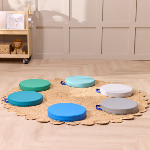 Round Floor Cushions with Handles, 6-Piece
