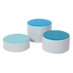 Round Two-Tone Ottomans, 3-Piece