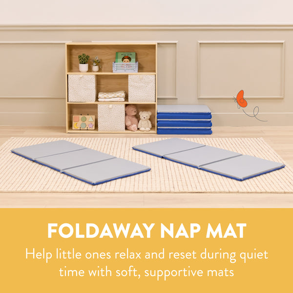 Foldaway Basics Nap Mats, 3-Fold, 1in, 5-Pack