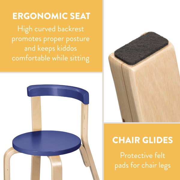 Bentwood Kids Table and Chairs Set, 5-Piece