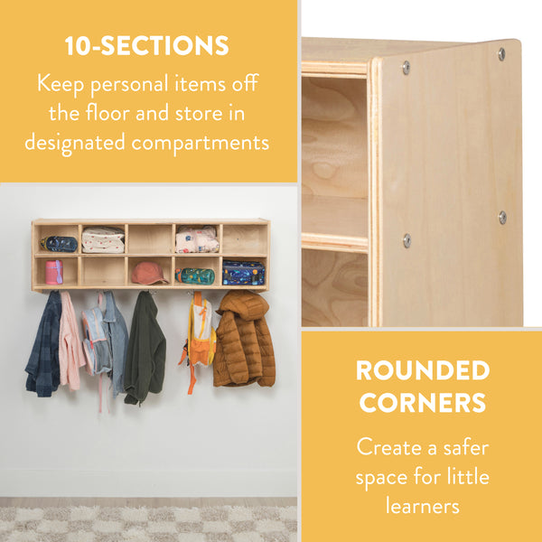 10-Section Wall Mount Coat Locker