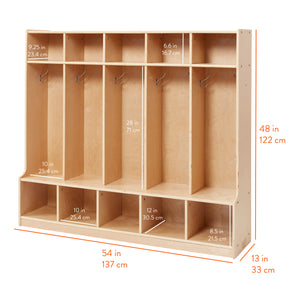 5-Section Coat Locker with Bench