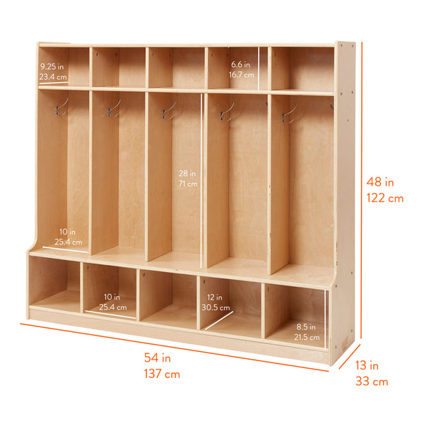 5-Section Coat Locker with Bench