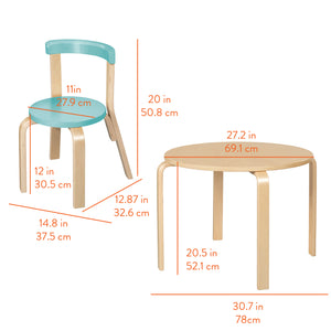 Bentwood Kids Table and Chairs Set, 5-Piece