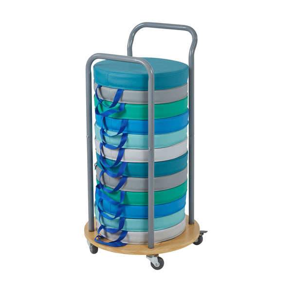 Rolling Cart with Round Floor Cushions