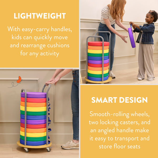 Rolling Cart with Round Floor Cushions