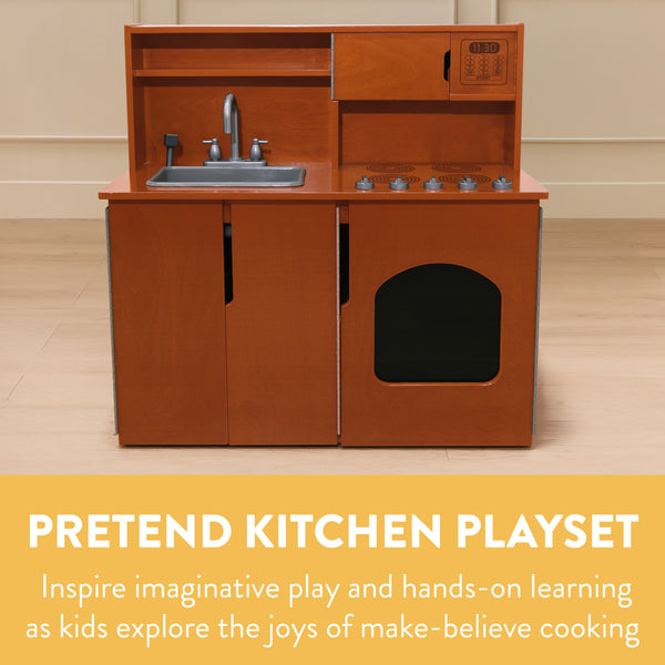 Chef's Station Kids Wooden Pretend Kitchen Playset