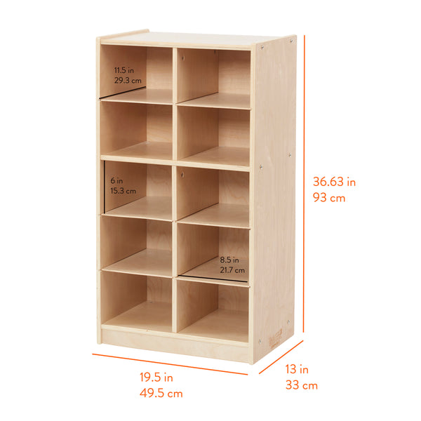 10-Compartment Mobile Cubby Storage Cabinet, 5x2