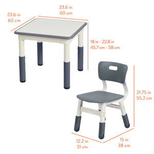 Dry-Erase Adjustable Kids Table and Chairs Set
