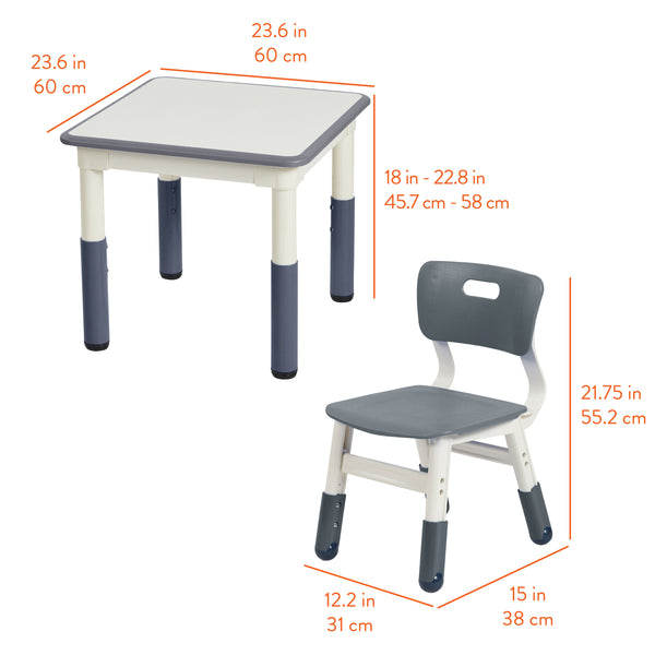 Dry-Erase Adjustable Kids Table and Chairs Set