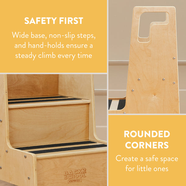 Wooden Step Stool with Handles