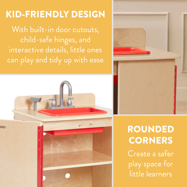 Chef's Station Kids Wooden Pretend Kitchen Sink