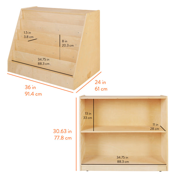 5-Tier Mobile Double-Sided Book Display with Storage