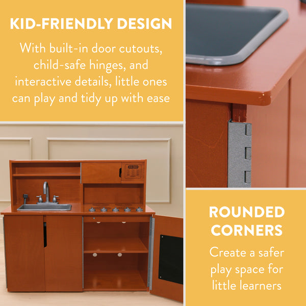 Chef's Station Kids Wooden Pretend Kitchen Playset