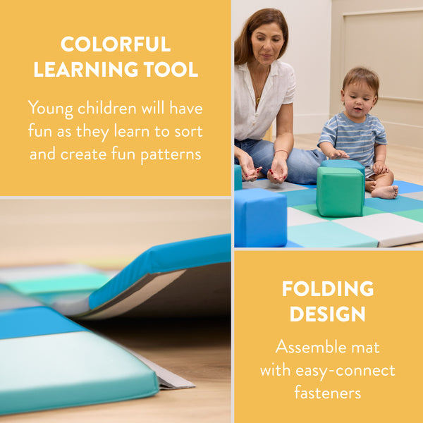 Mosaic Toddler Activity Mat and Building Cubes Set, 13-Piece