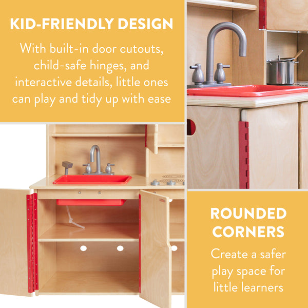 Chef's Station Kids Wooden Pretend Kitchen Playset